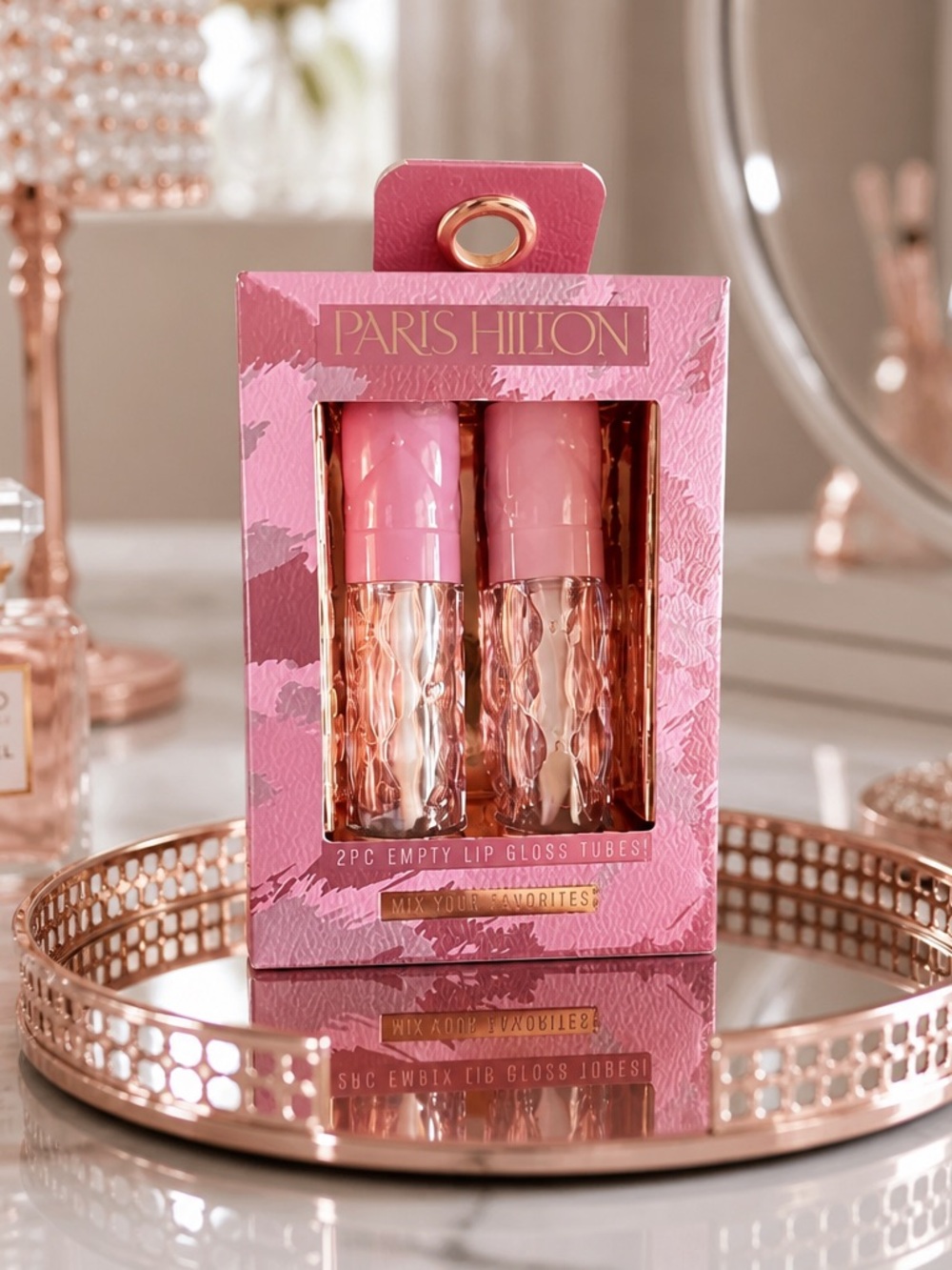Paris Hilton 2-Pc Empty Lip Gloss Tubes Refillable Pink New